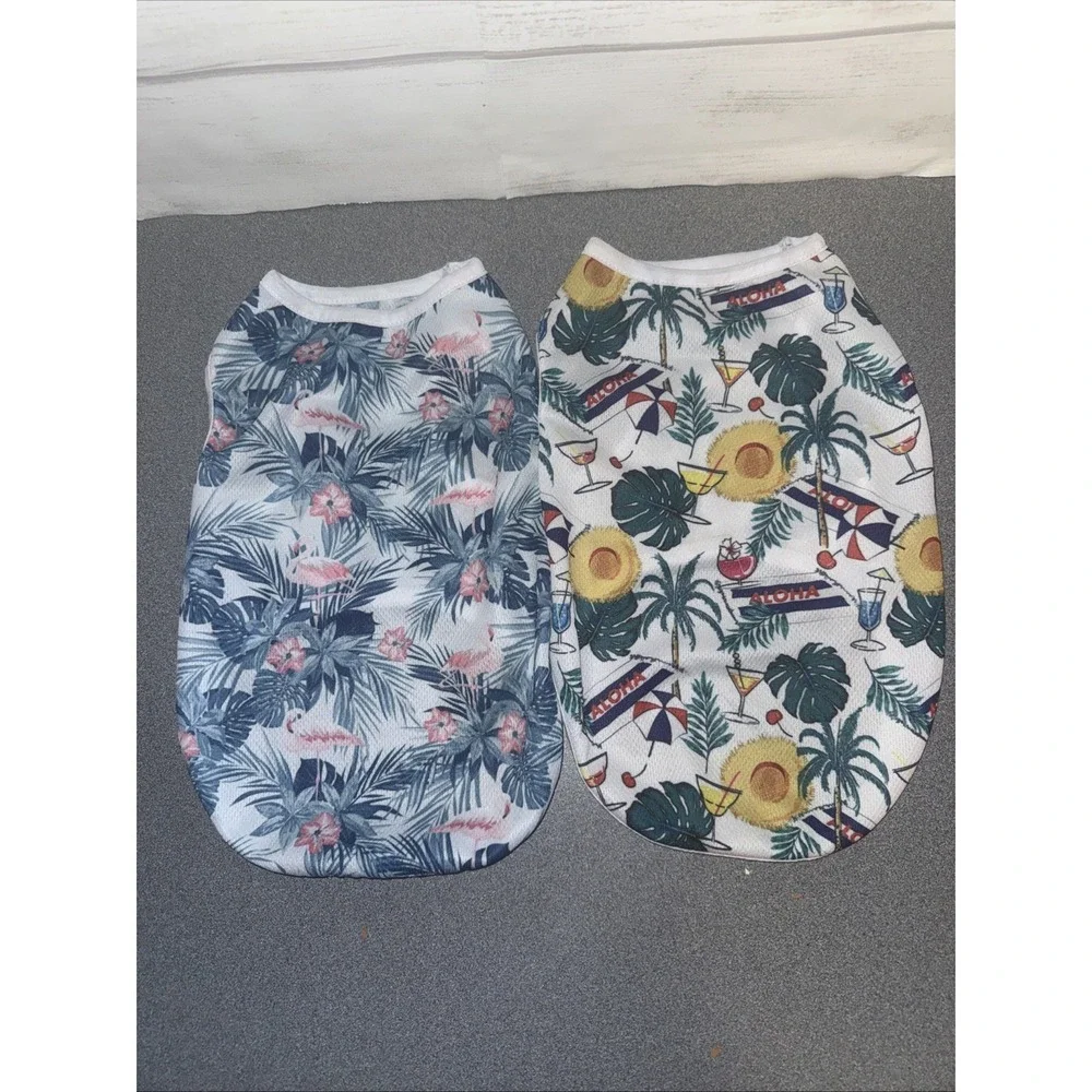 Hawaiin Tropical Dog Shirt , Lot Of 2 , Size L Vacations, Pool‎ , Summer